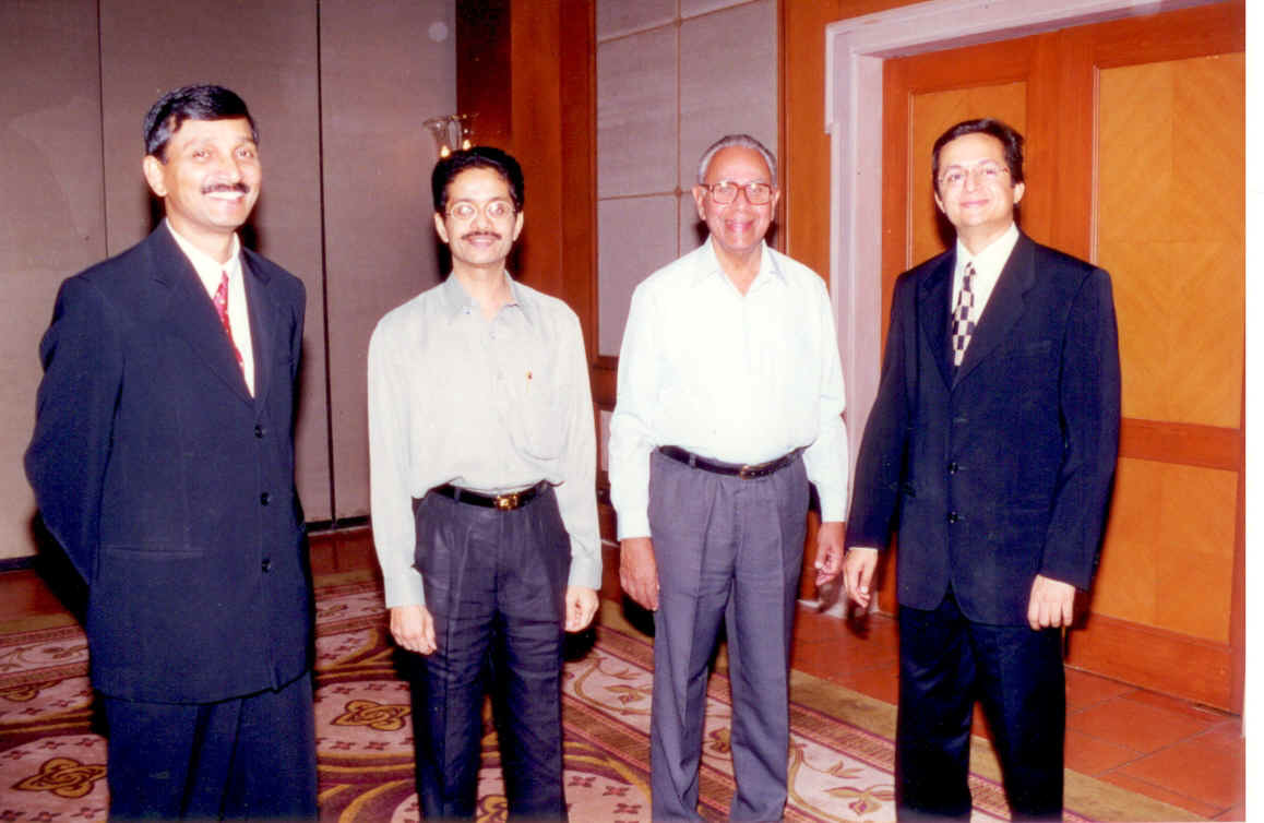 Mr. Salgaocar with Fr. Romuldo D’Souza, Director GIM and marketing Manager Alliance Mutual Fund at the Client Meet at the Goa Marriott Resort – circa 2001