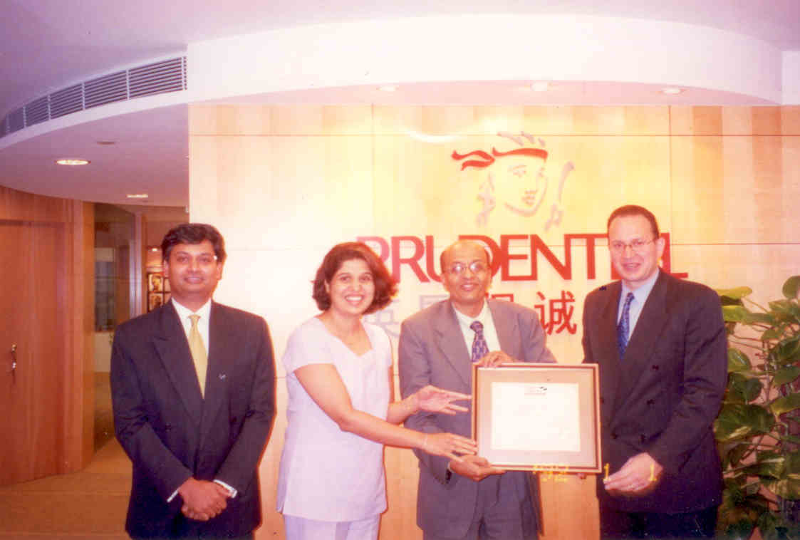 Pru Chairman Silver award 2003 at the hands of Mark E. Tucker in Hongkong